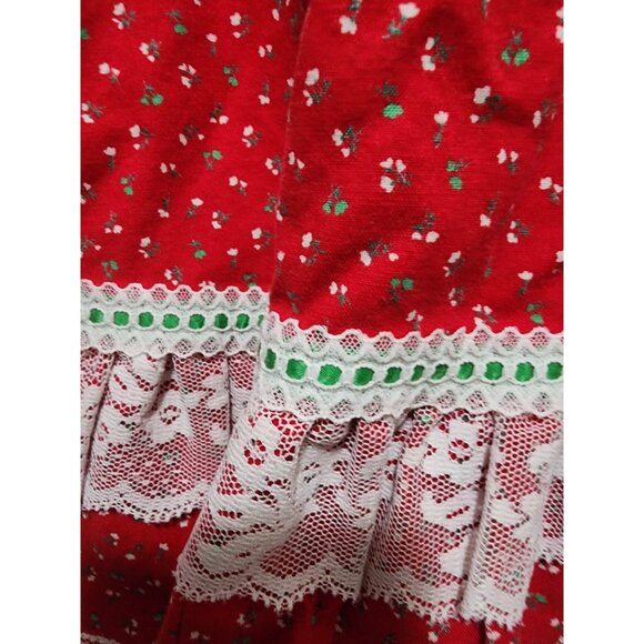 Bryan Vintage Floral CHRISTMAS DRESS Girls Size 5 Red Green Holiday Ruffle 1980s - Picture 5 of 8